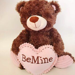 Linzy Toys Brown Fuzzy Bear with "Be Mine" Heart